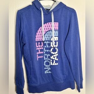 The North Face Light Blue & Navy Hoodie with White Drawstrings